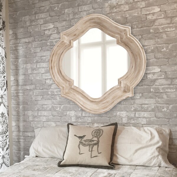 Aubrey Quatrefoil Wall Mirror - Taupe - N/A