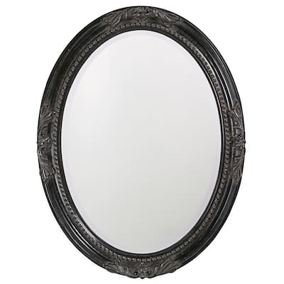 Allan Andrews Black Wood Oval Queen Ann Antique Wall Mirror