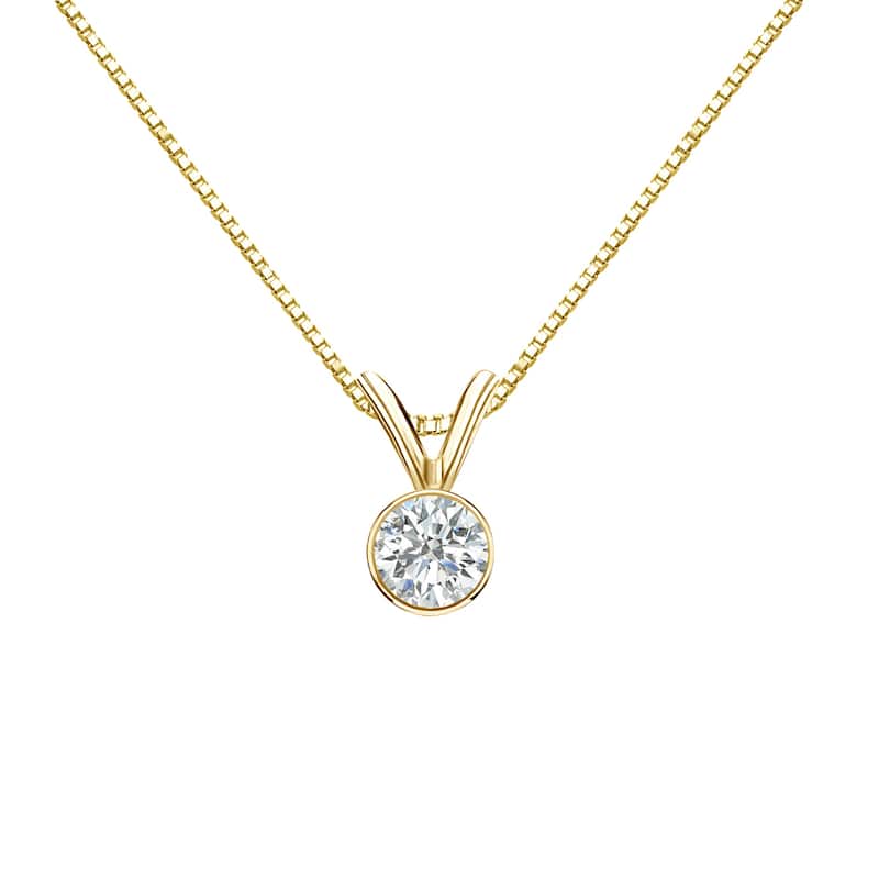 Auriya 1/4ctw Round Solitaire Diamond Necklace 14k Gold Bezel-set (I-J, SI2-SI3) - Yellow