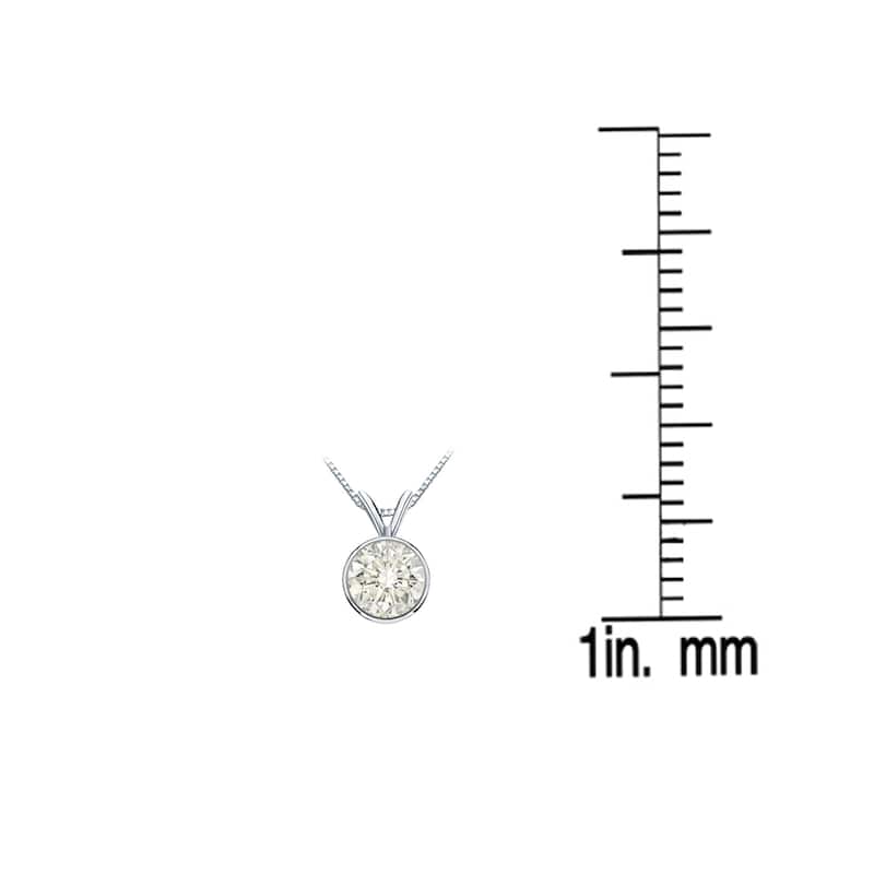 Auriya 14K Gold 1/4 Carat Bezel-Set Solitaire Diamond Necklace – Adjustable Chain (White, Yellow, or Rose Gold)