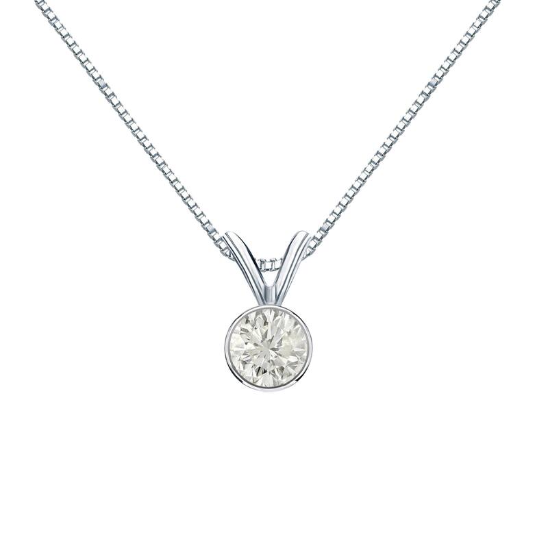 Auriya 1/3ctw Round Solitaire Diamond Necklace 14k Gold Bezel-set (H-I, SI1-SI2)