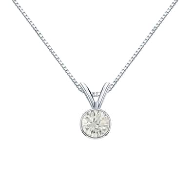 Auriya 1/3ctw Round Solitaire Diamond Necklace 14k Gold Bezel-set (H-I, SI1-SI2)