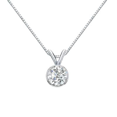 Auriya 1/2ctw Round Solitaire Diamond Necklace 14k Gold Bezel-set (H-I, SI1-SI2)