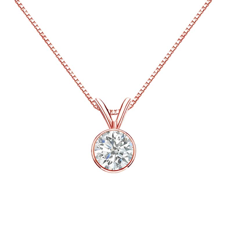 Auriya 1/2ctw Round Solitaire Diamond Necklace 14k Gold Bezel-set (H-I, SI1-SI2)
