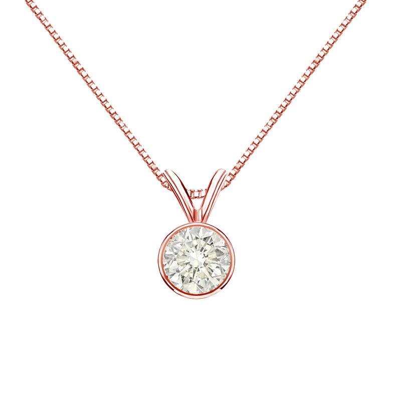 Auriya 1/2ctw Round Solitaire Diamond Necklace 14k Gold Bezel-set (J-K, I1-I2)