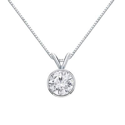 Auriya 3/4ctw Round Solitaire Diamond Necklace 14k Gold Bezel-set (H-I, VS1-VS2)