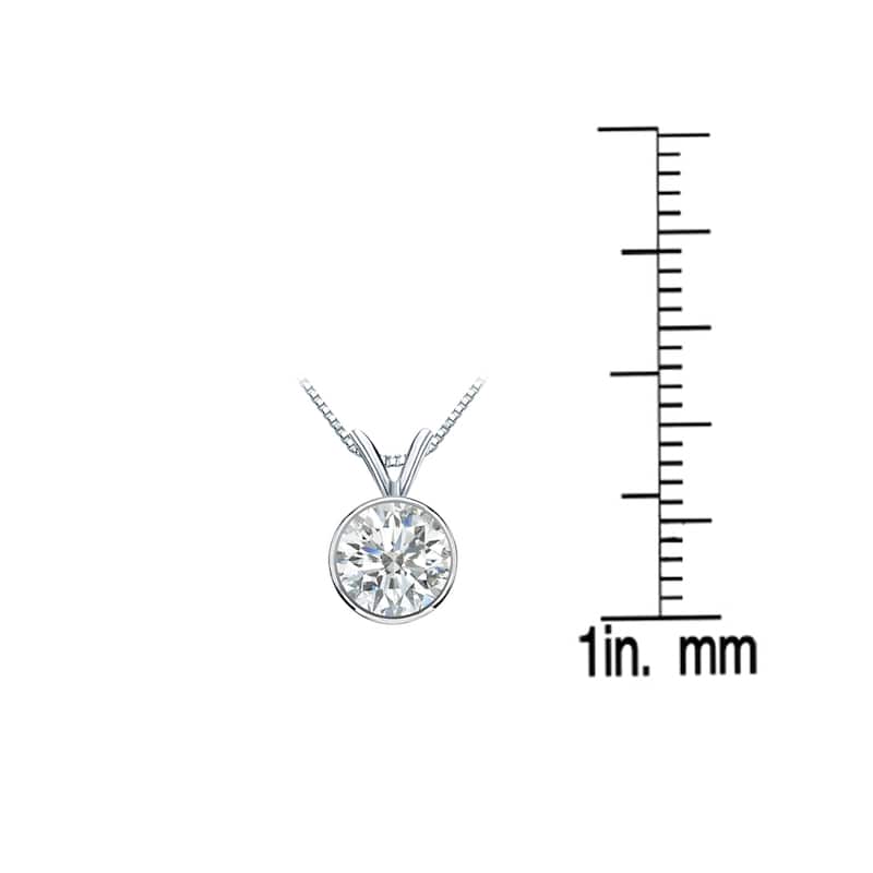 Auriya 3/4ctw Round Solitaire Diamond Necklace 14k Gold Bezel-set (I-J, SI1-SI2)
