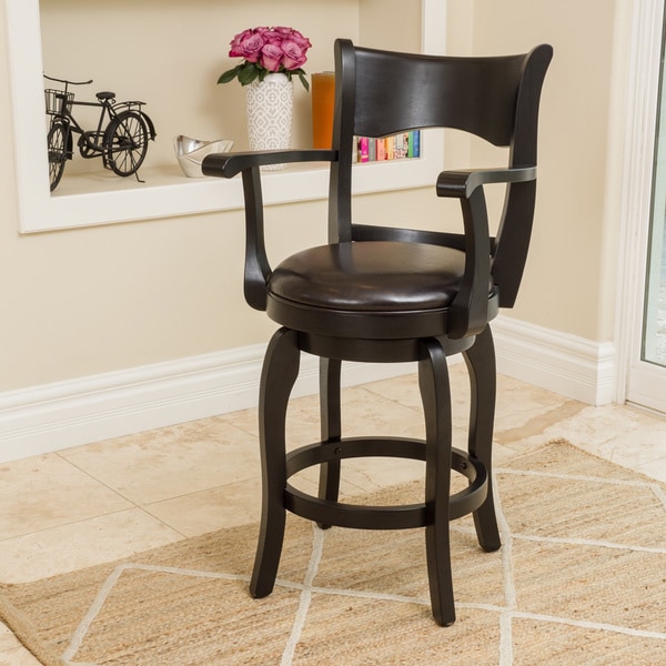 Kolton 25-inch Armed Bonded Leather Swivel Counter Stool by Christopher Knight Home
