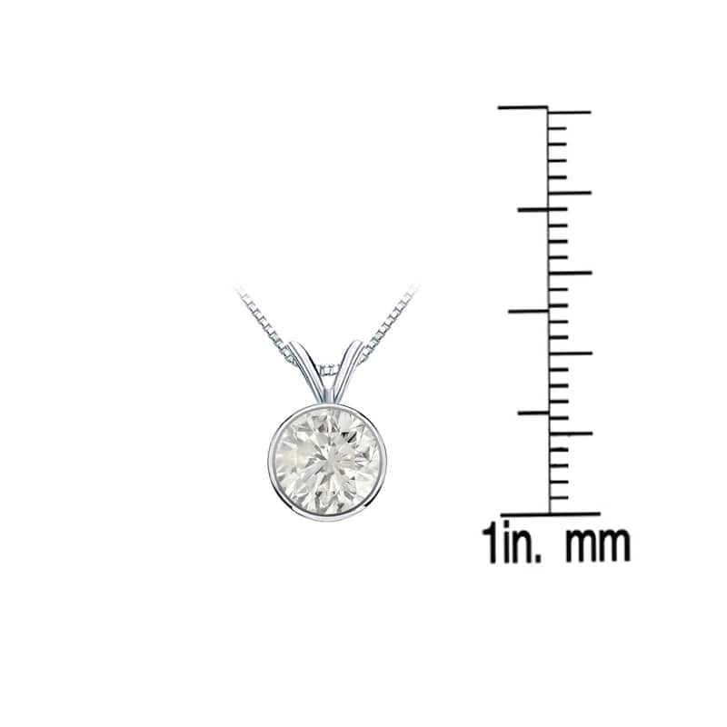 Auriya 1ctw Round Solitaire Diamond Necklace 14k Gold Bezel-set (J-K, SI1-SI2)