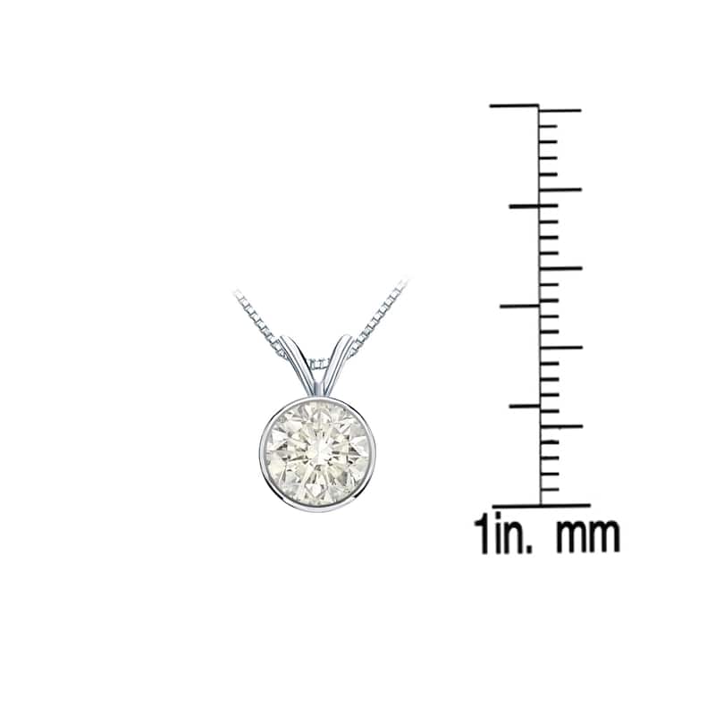 Auriya 1ctw Round Solitaire Diamond Necklace 14k Gold Bezel-set (J-K, I1-I2)