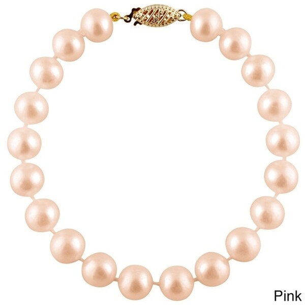 Gold Round Freshwater Pearl Bracelet (11mm). Opens flyout.