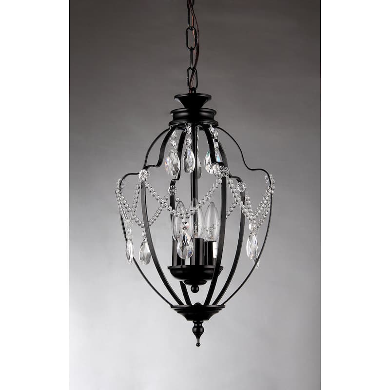 Kennedy 3-light Black-finish 11-inch Crystal Chandelier - 8' x 15' x 15'