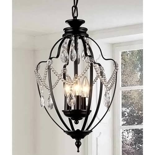 Kennedy 3-light Black-finish 11-inch Crystal Chandelier