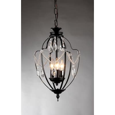 Kennedy 3-light Black-finish 11-inch Crystal Chandelier
