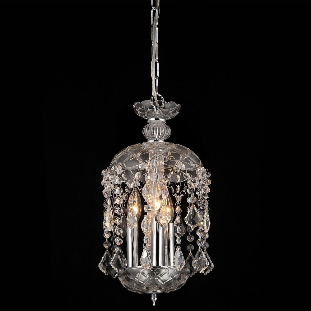 Karla 3-light Clear Glass 11-inch Crystal Chandelier (3-light Clear Glass 11-inch Crystal Chandelier) - Chandeliers For Bedrooms by Overstock.com