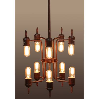 Neri 10-light Rusty Metal 16-inch Edison Chandelier - Rust