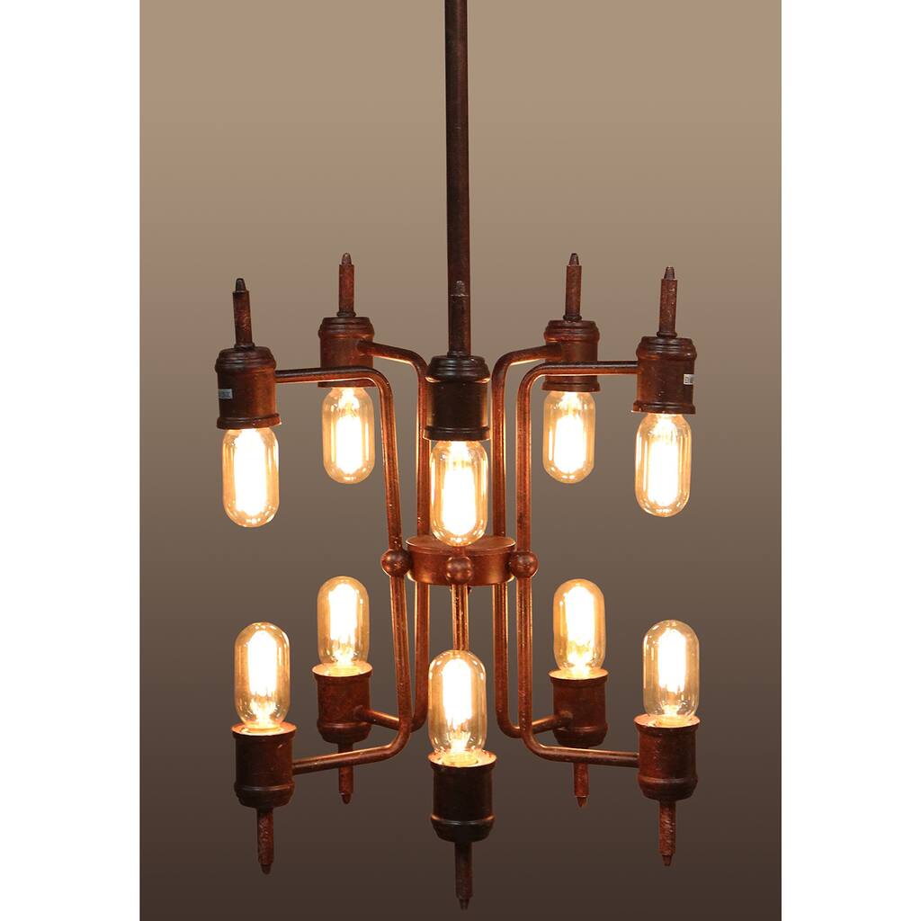 Neri 10-light Rusty Metal 16-inch Edison Chandelier - Rust