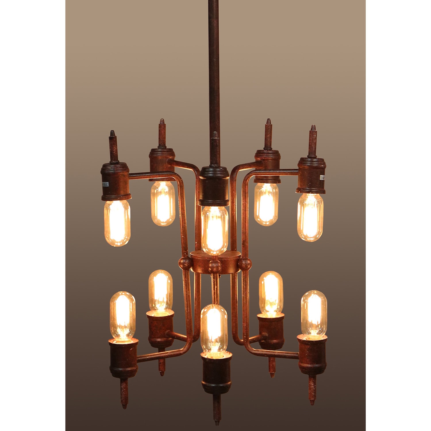 Warehouse of Tiffany Neri 10-light Rusty Metal 16-inch Edison Chandelier - Rust