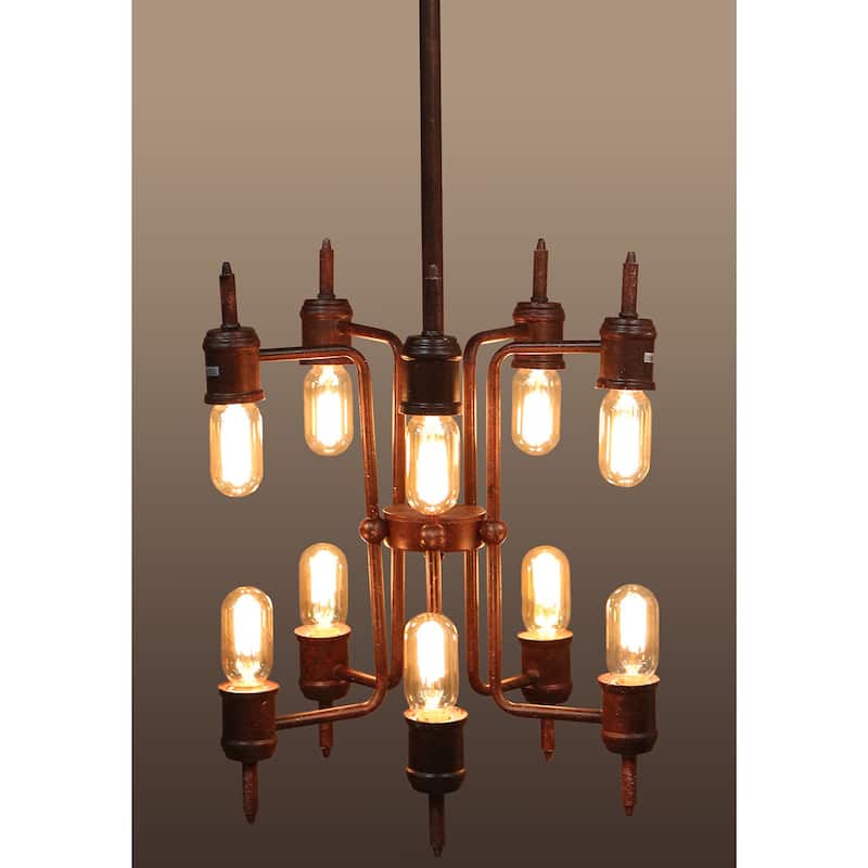 Neri 10-light Rusty Metal 16-inch Edison Chandelier - Rust
