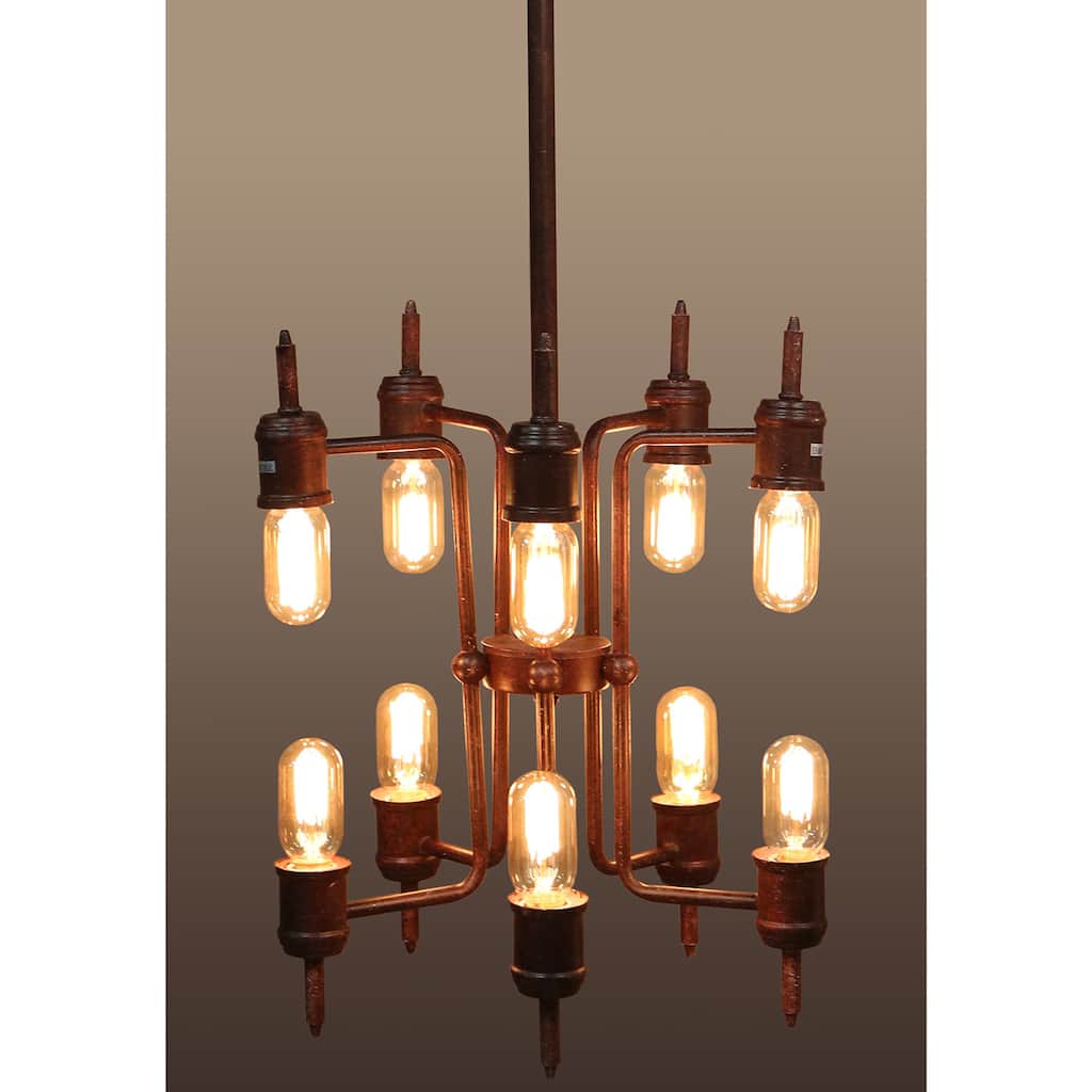 Neri 10-light Rusty Metal 16-inch Edison Chandelier - Rust