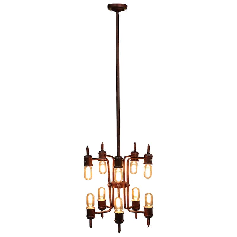 Neri 10-light Rusty Metal 16-inch Edison Chandelier - Rust