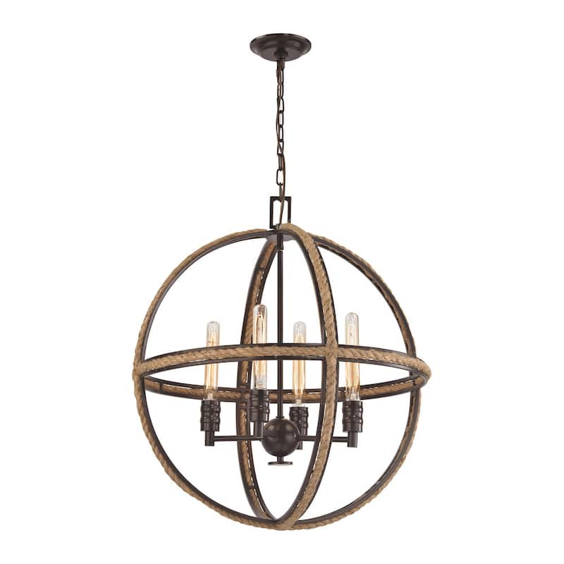 Elk Natural Rope 4-light LED Chandelier in Oil Rubbed Bronze