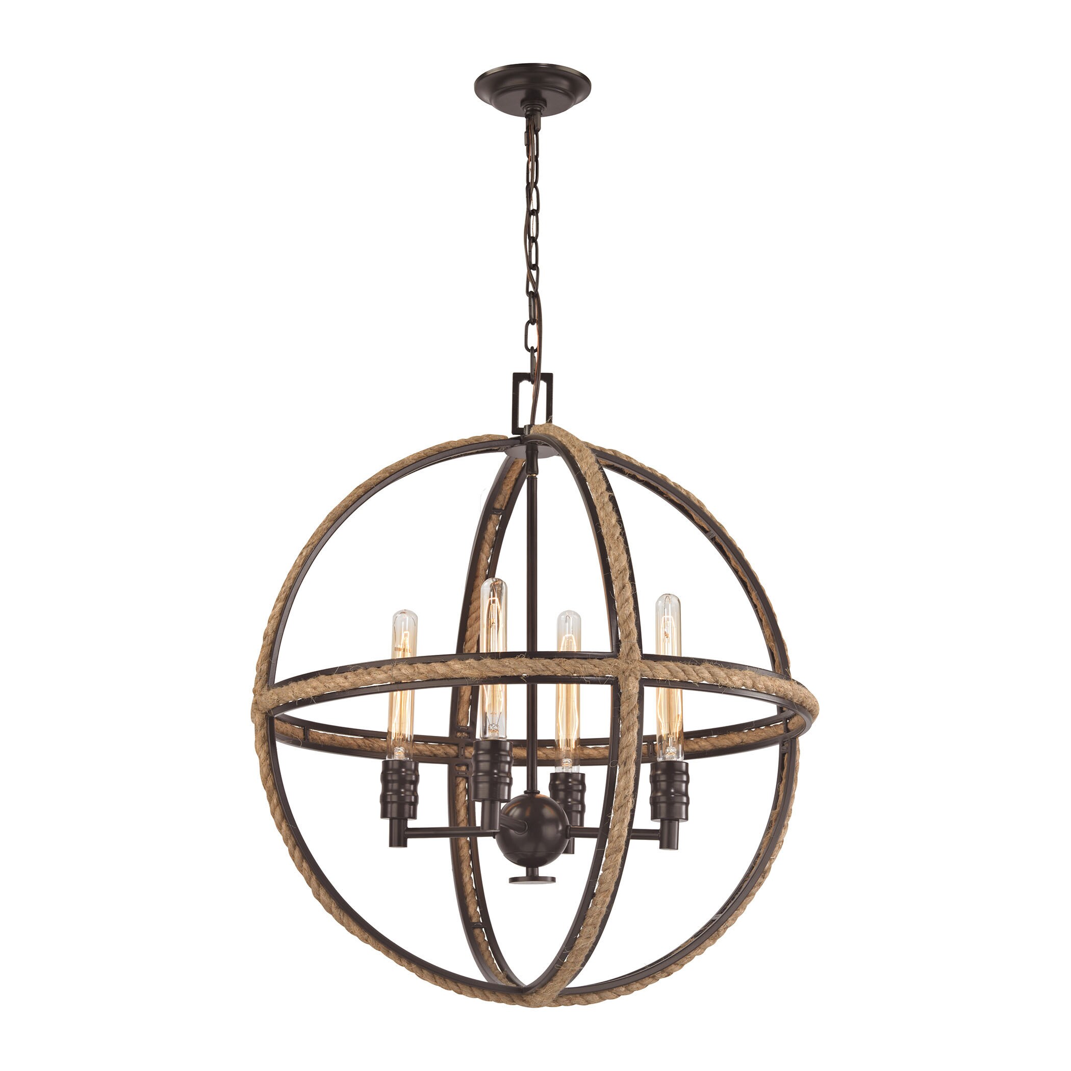 Elk Natural Rope 4-light LED Chandelier in Oil Rubbed Bronze (Oil Rubbed Bronze) - Chandeliers For Bedrooms by Overstock.com