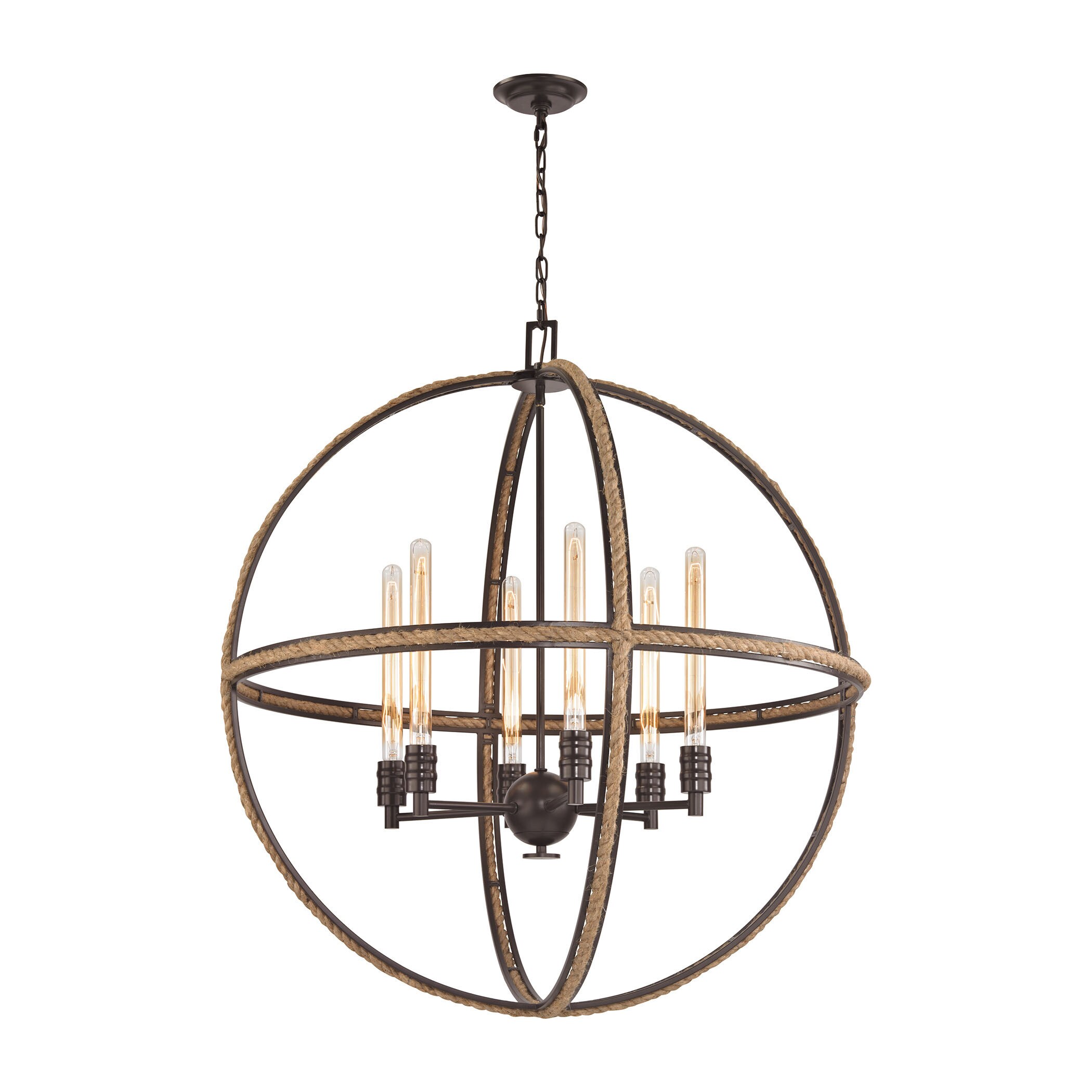 Elk Natural Rope 6-light LED Chandelier in Oil Rubbed Bronze (Oil Rubbed Bronze) - Chandeliers For Bedrooms by Overstock.com