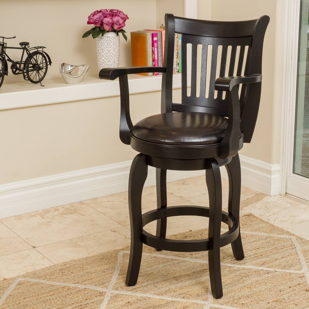 Prescott 25-inch Armed Bonded Leather Swivel Counter Stool by Christopher Knight Home