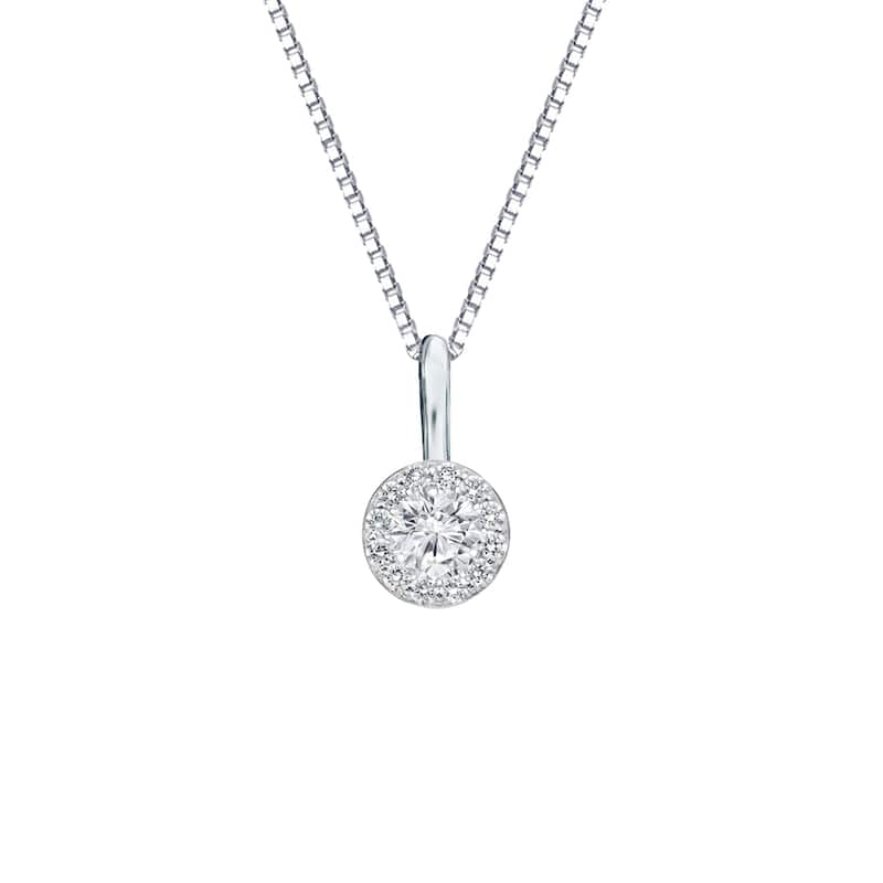 Auriya 1/4ctw Round Halo Diamond Necklace 14k Gold (H-I, SI1-SI2) - White