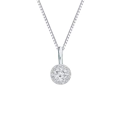 Auriya 1/4ctw Round Halo Diamond Necklace 14k Gold (H-I, SI1-SI2)