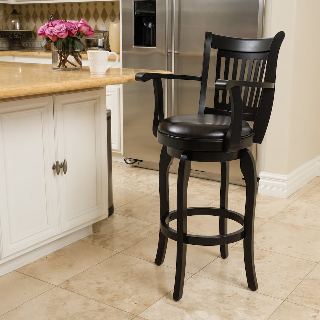 Prescott 45-inch Armed Bonded Leather Swivel Barstool by Christopher Knight Home