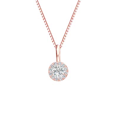 Auriya 14k Gold 1/4ct TDW Round Diamond Halo Necklace (I-J, SI2-SI3)