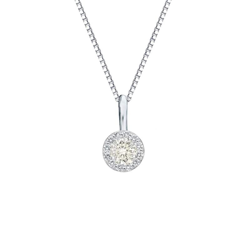 Auriya 14k Gold 1/4ct TDW Round Diamond Halo Necklace (J-K, I1-I2) - White