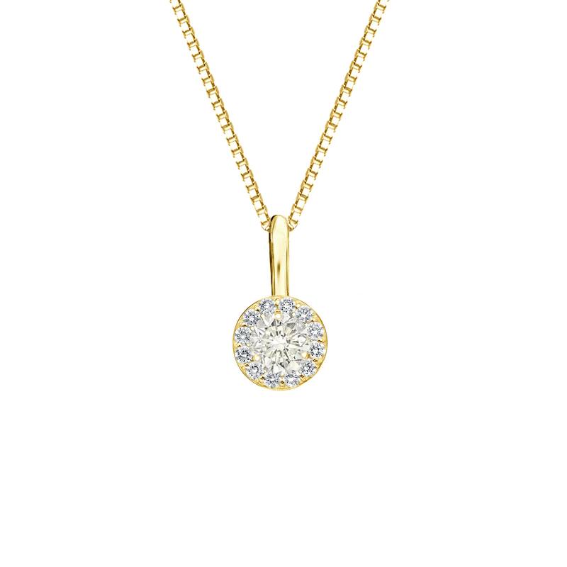 Auriya 14k Gold 1/4ct TDW Round Diamond Halo Necklace (J-K, I1-I2) - Yellow