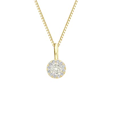 Auriya 14k Gold 1/4ct TDW Round Diamond Halo Necklace (J-K, I1-I2)