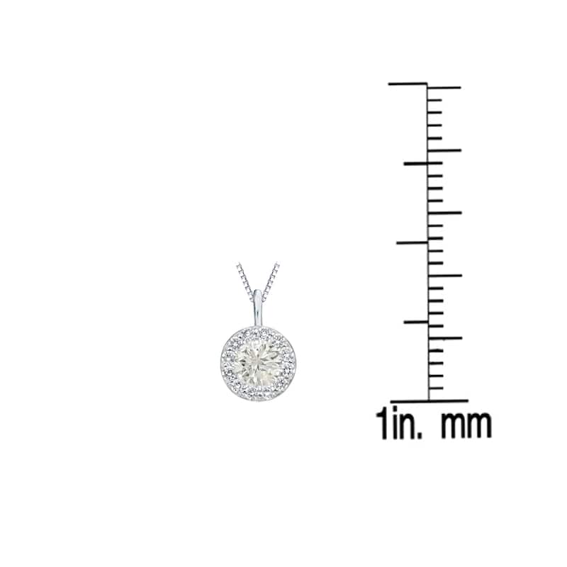 Auriya 14k Gold 2/5ct TDW Round-Cut Diamond Halo Necklace (I-J, SI2-SI3)