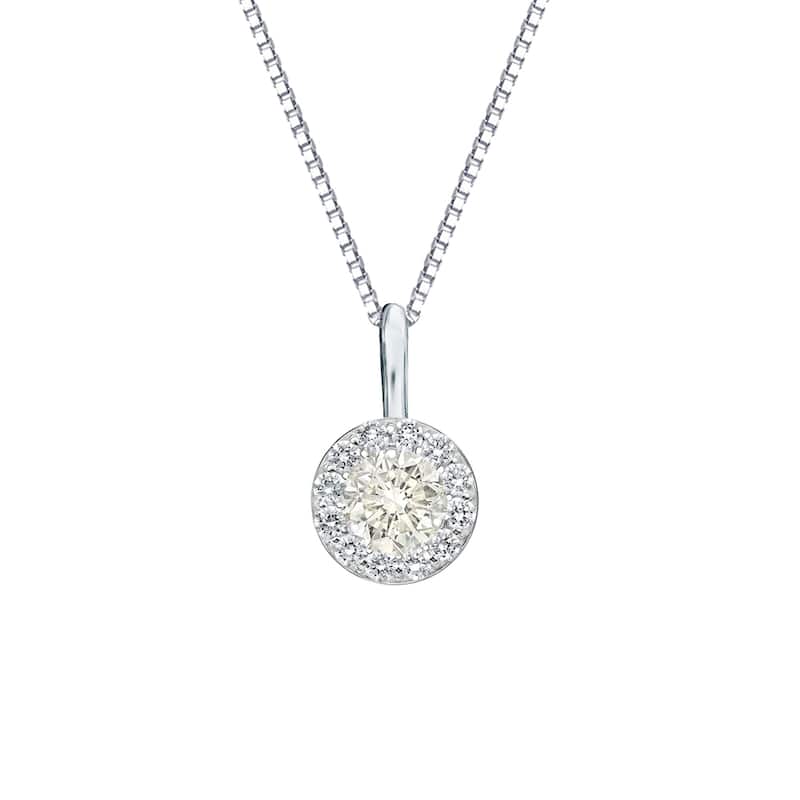 Auriya 2/5ctw Round Halo Diamond Necklace 14k Gold (J-K, I1-I2) - White
