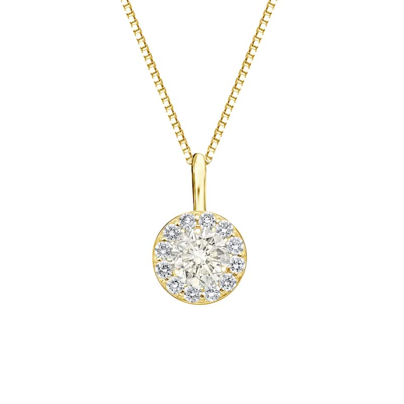 Auriya 1/2ctw Round Halo Diamond Necklace 14k Gold (J-K, I1-I2)