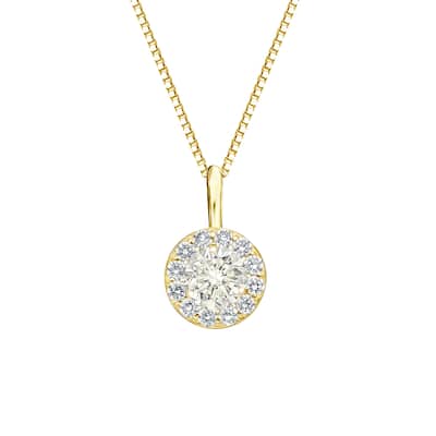 Auriya 1/2ctw Round Halo Diamond Necklace 14k Gold (J-K, I1-I2)