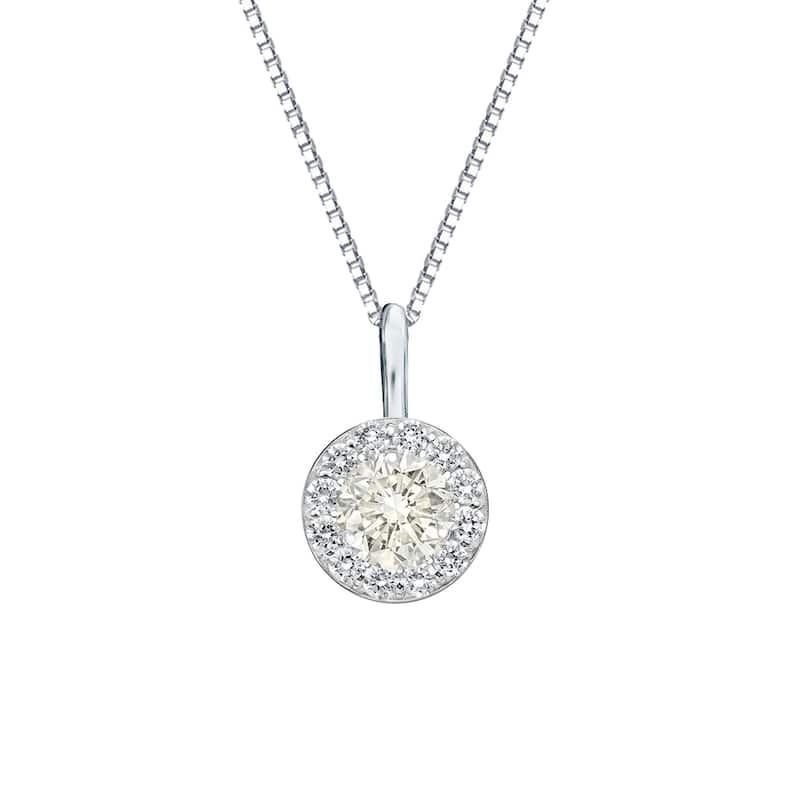 Auriya 1/2ctw Round Halo Diamond Necklace 14k Gold (J-K, I1-I2)