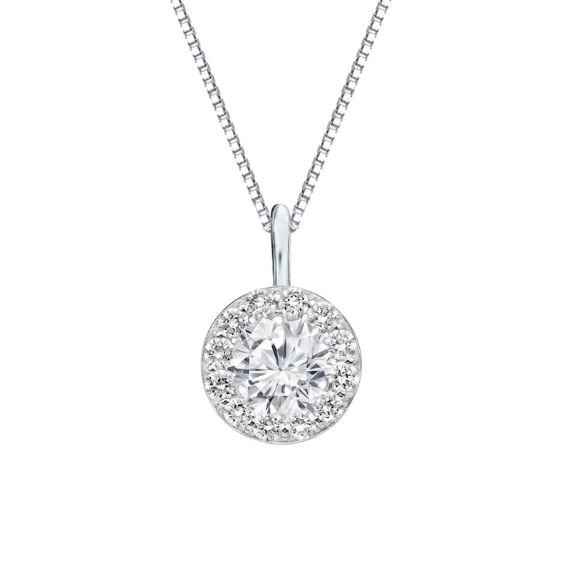 Auriya 14k Gold 3/4ct TDW Round Diamond Halo Necklace (H-I, SI1-SI2)