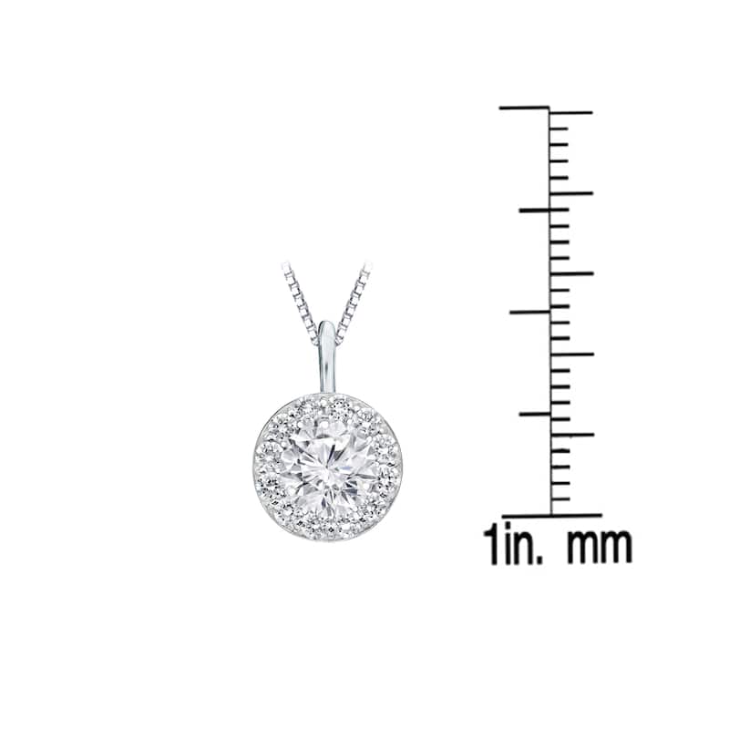 Auriya 14k Gold 3/4ct TDW Round Diamond Halo Necklace (H-I, SI1-SI2)
