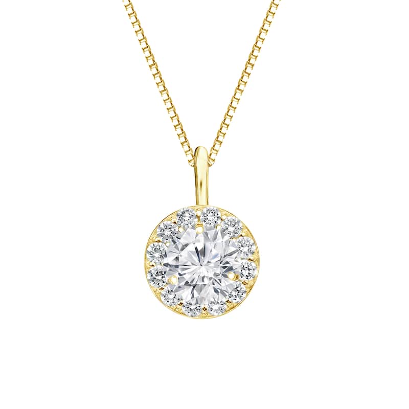 Auriya 14k Gold 3/4ct TDW Round Diamond Halo Necklace (H-I, SI1-SI2)