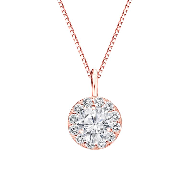 Auriya 14k Gold 3/4ct TDW Round Diamond Halo Necklace (H-I, SI1-SI2)