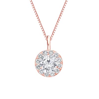 Auriya 14k Gold 3/4ct TDW Round Diamond Halo Necklace (H-I, SI1-SI2)