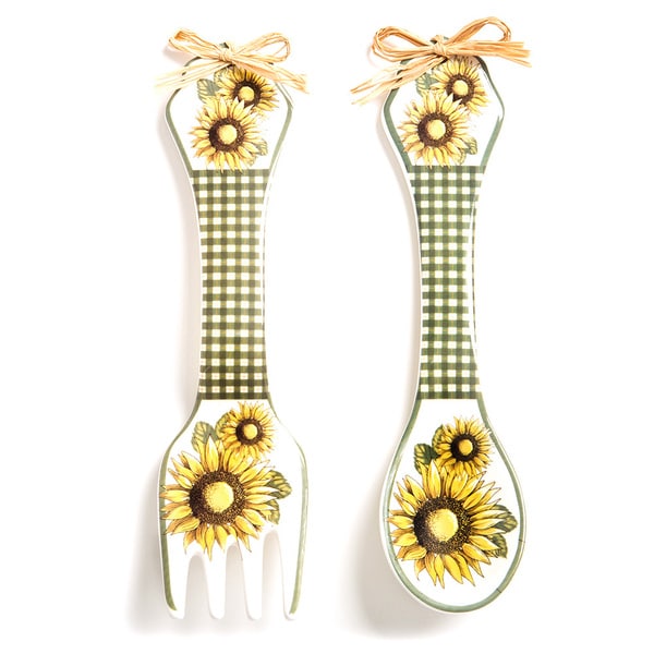 Shop Sunflower Design Wall Spoon and Fork Set - Overstock - 11345344