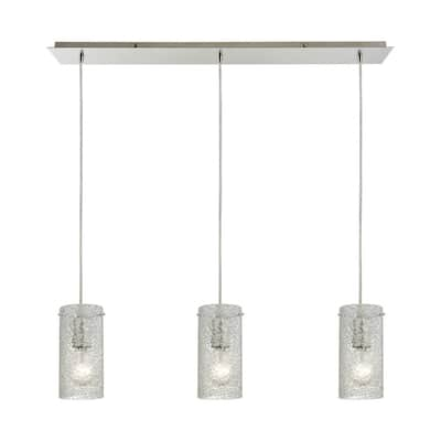 Elk Home Ice Fragments Satin Nickel With Clear Glass 3 Light Pendant