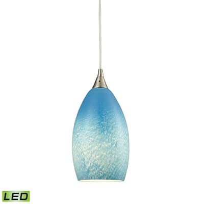 Elk Home Earth Satin Nickel With Sky Blue Glass 1 Light Pendant