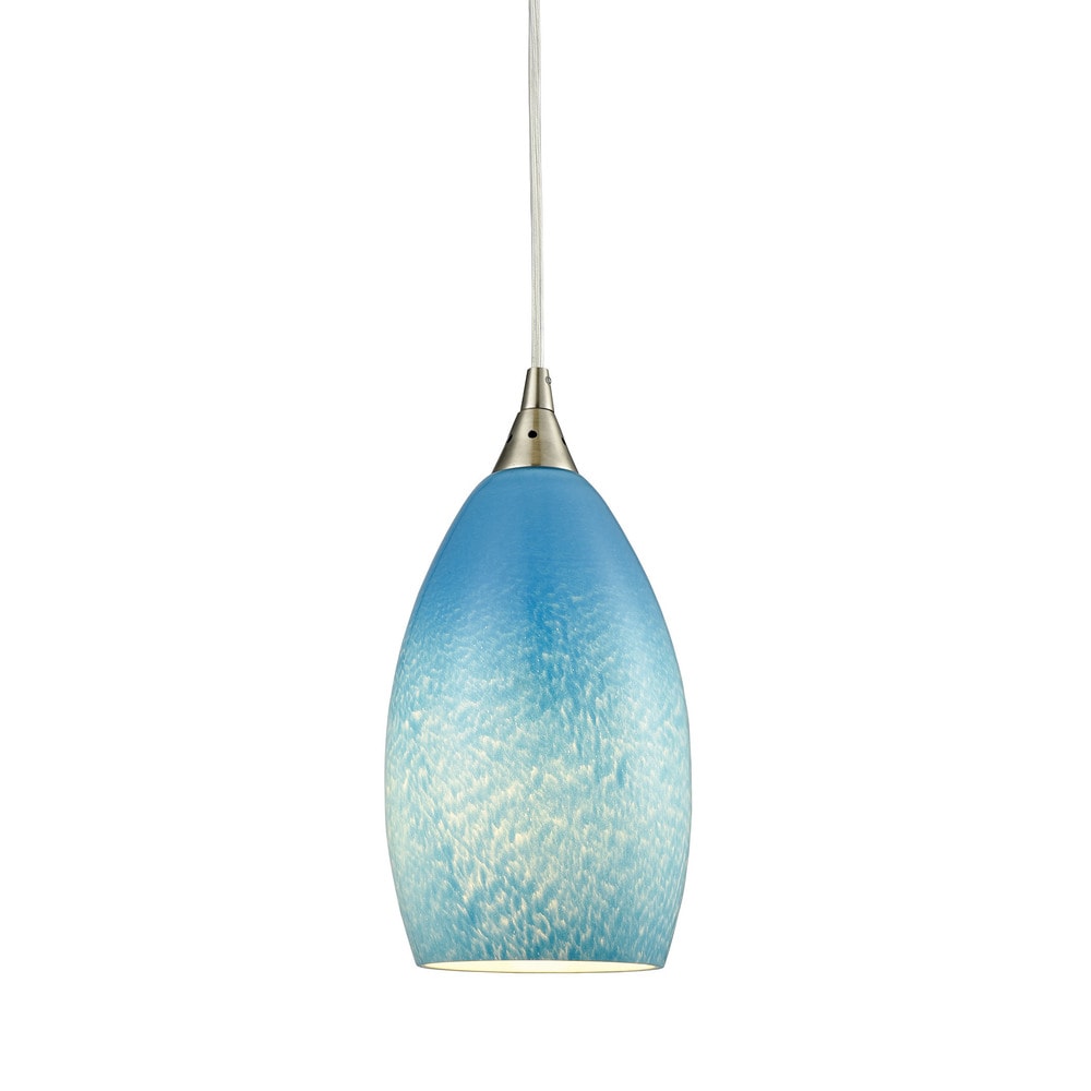 Elk Home Earth Satin Nickel With Sky Blue Glass 1 Light Pendant